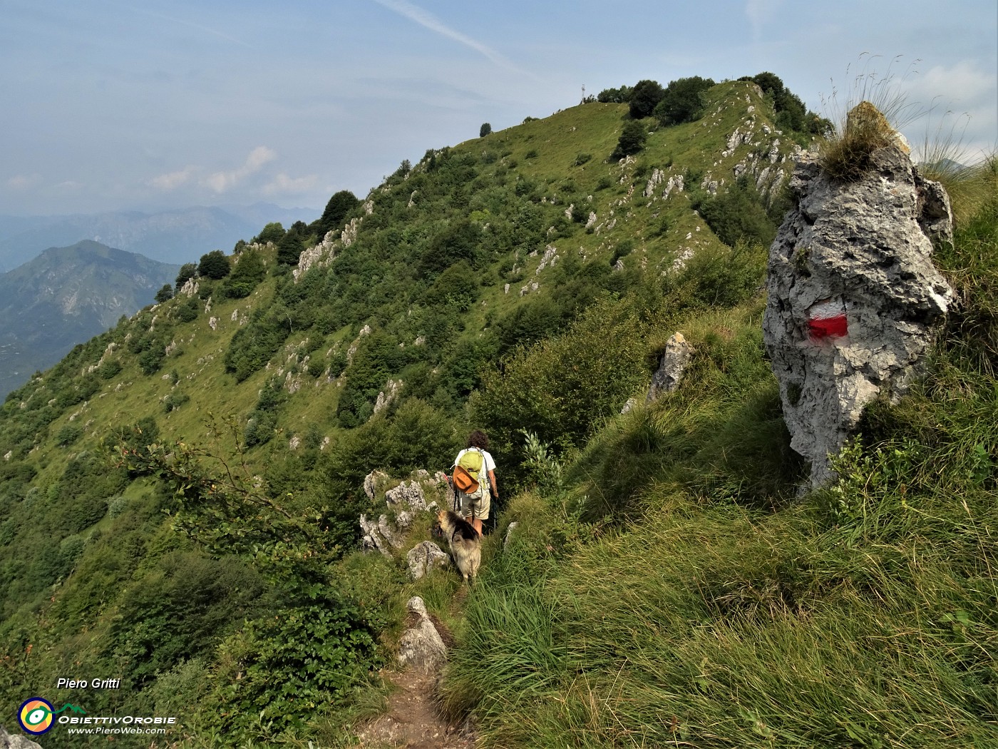 53 In discesa dall'anticima per poi in ripida salita verso la cima del Suchello.JPG